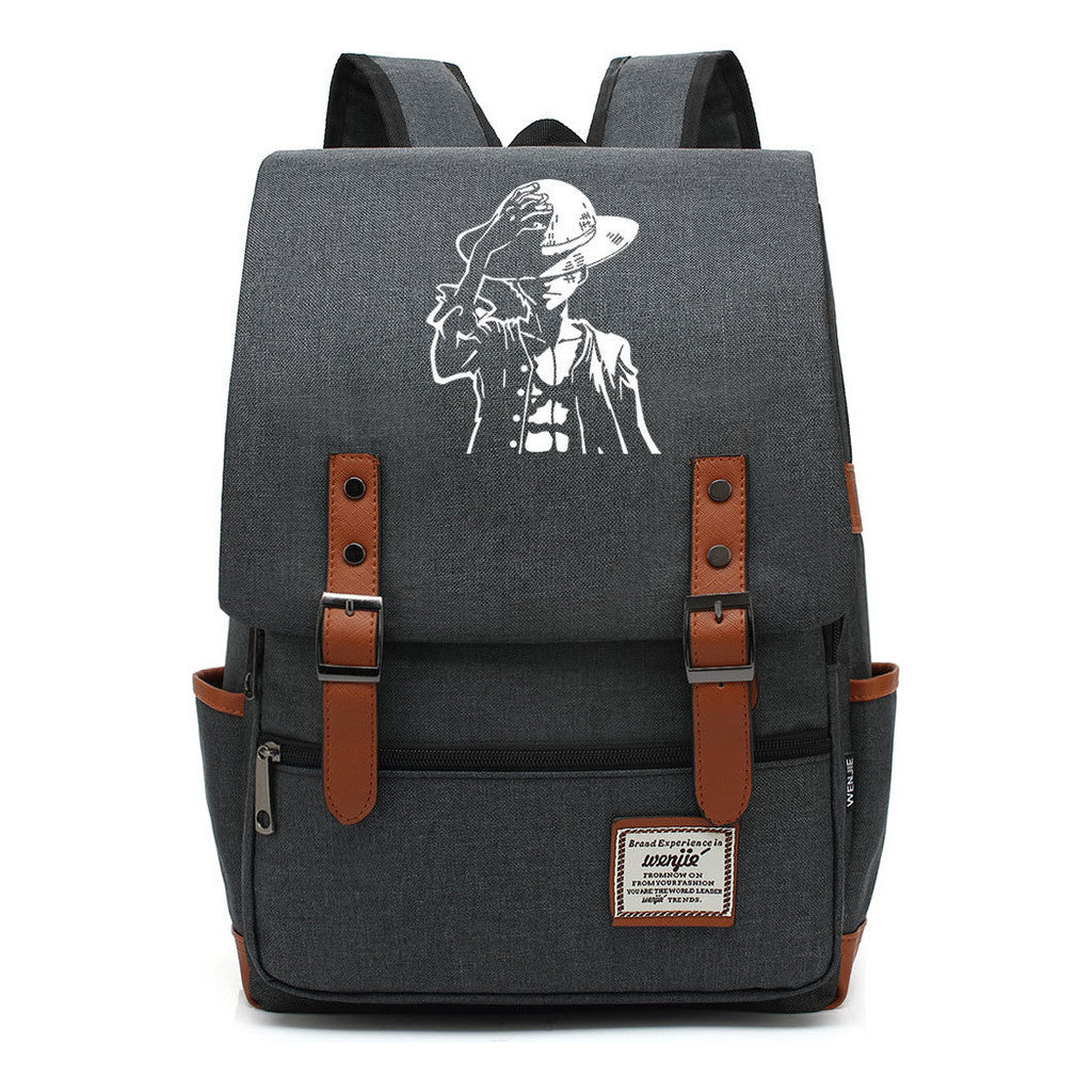 Anime Pirate King Luffy Printed Youth Student School Bag Casual Belt Buckle Classic Backpack