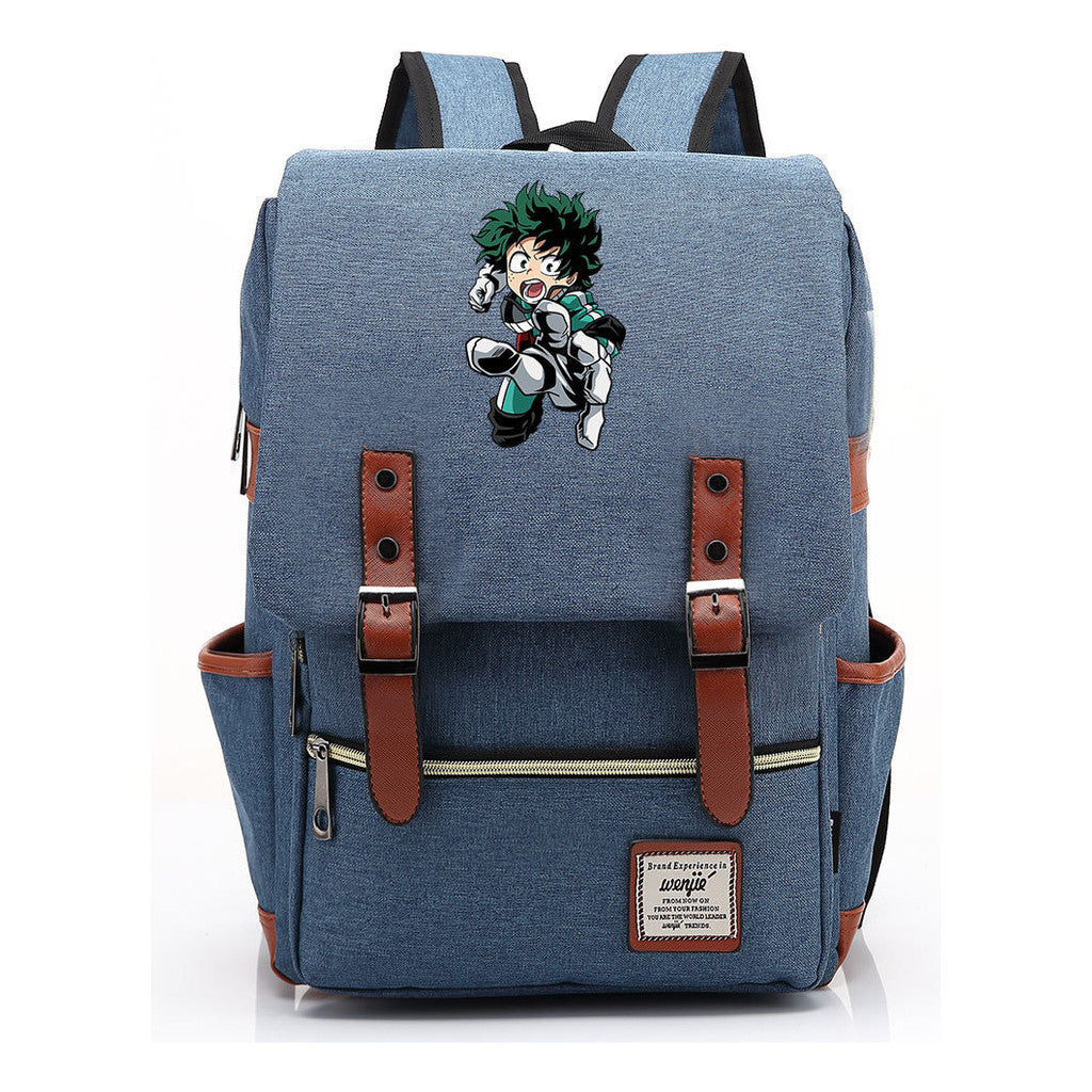 Anime My Heroes Academy Printed Youth Student Backpack Men's And Women's Leisure Belt Buckle Classic Backpack