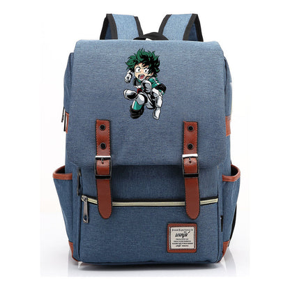Anime My Heroes Academy Printed Youth Student Backpack Men's And Women's Leisure Belt Buckle Classic Backpack