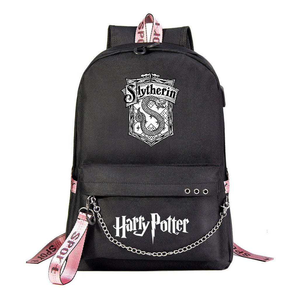 School Of Witchcraft And Wizardry Emblem Usb Student School Bag Leisure Travel Backpack