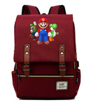 Super Mario Youth Student backpack USB casual backpack