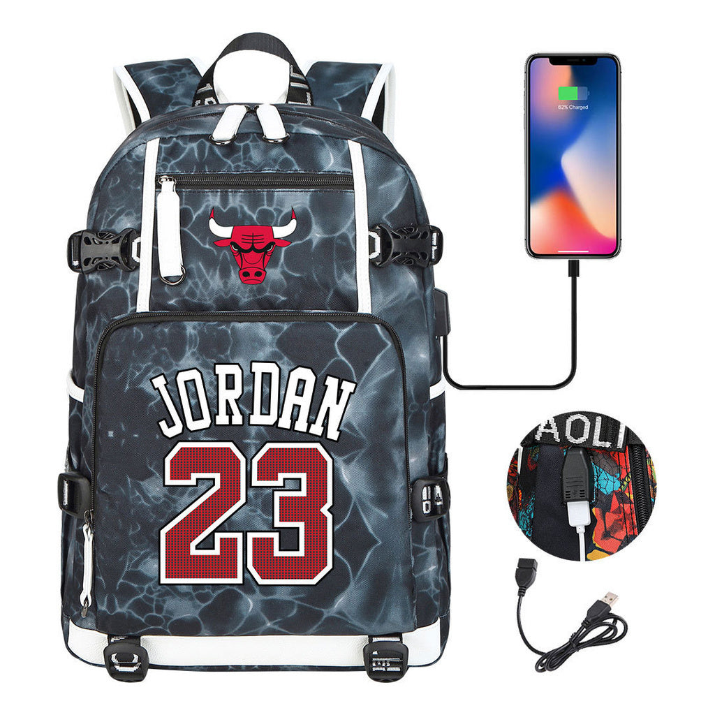 Sports Basketball Star Printed Usb Youth Student Backpack For Men And Women's Leisure Travel Backpack