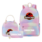 Jurassic Park Dinosaur Youth Student Girls School Bag Lunch Bag Three Piece Set Backpack Set