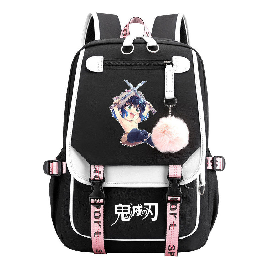 Comic Cartoon Fashion Usb Student Backpack Casual Woven Flap Backpack