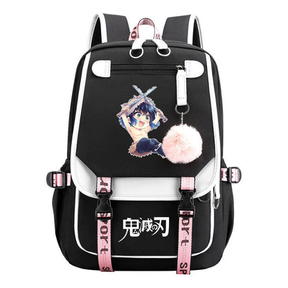 Comic Cartoon Fashion Usb Student Backpack Casual Woven Flap Backpack