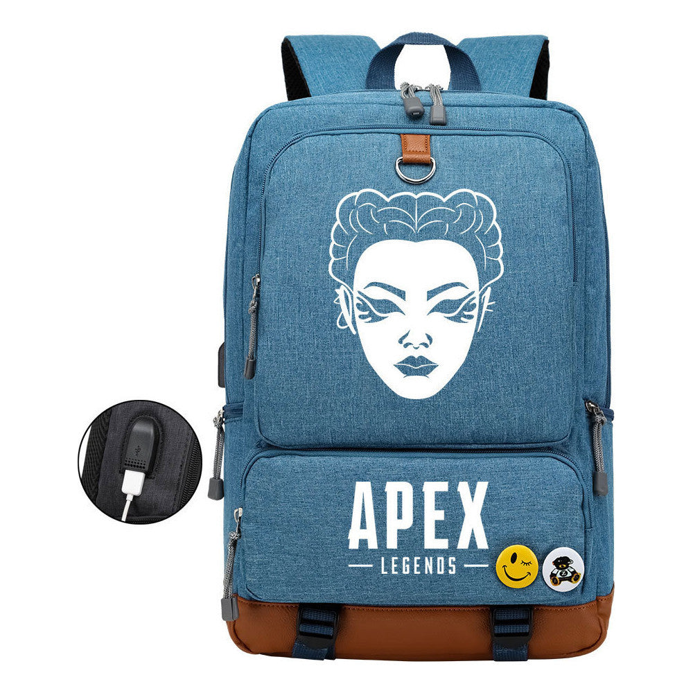 Apex Hero Print Usb Student Backpack Travel Backpack