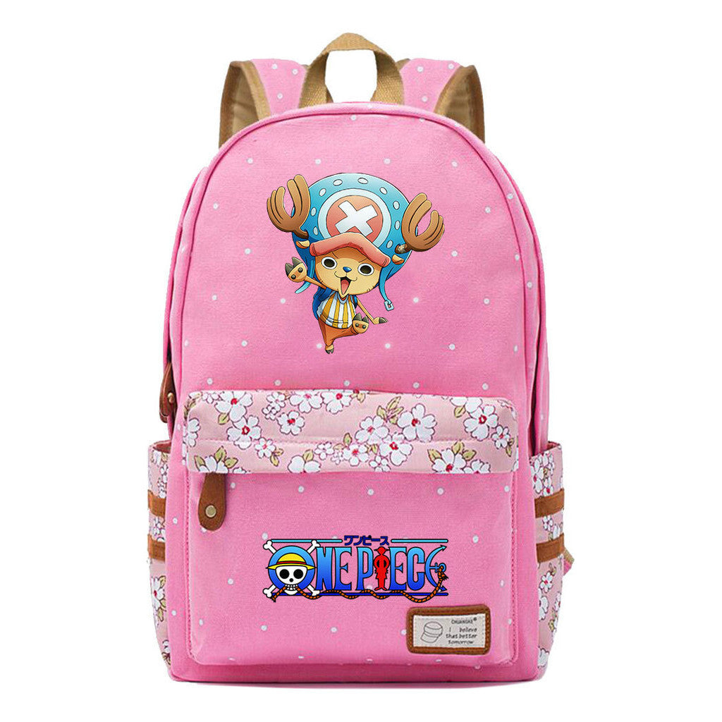 Anime Pirate Wang Lufei Printed Book Bag Fragmented Flower Leisure Backpack