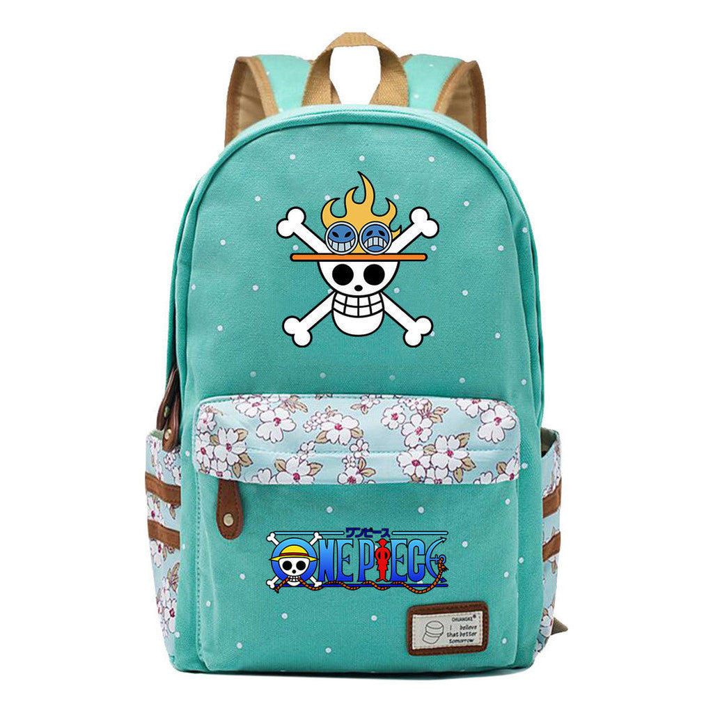 Anime Pirate Wang Lufei Printed Student School Bag Fragmented Flower Leisure Backpack