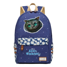 Anime Cartoon Cheshire Cat Print Youth Student Backpack With Floral Casual Backpack