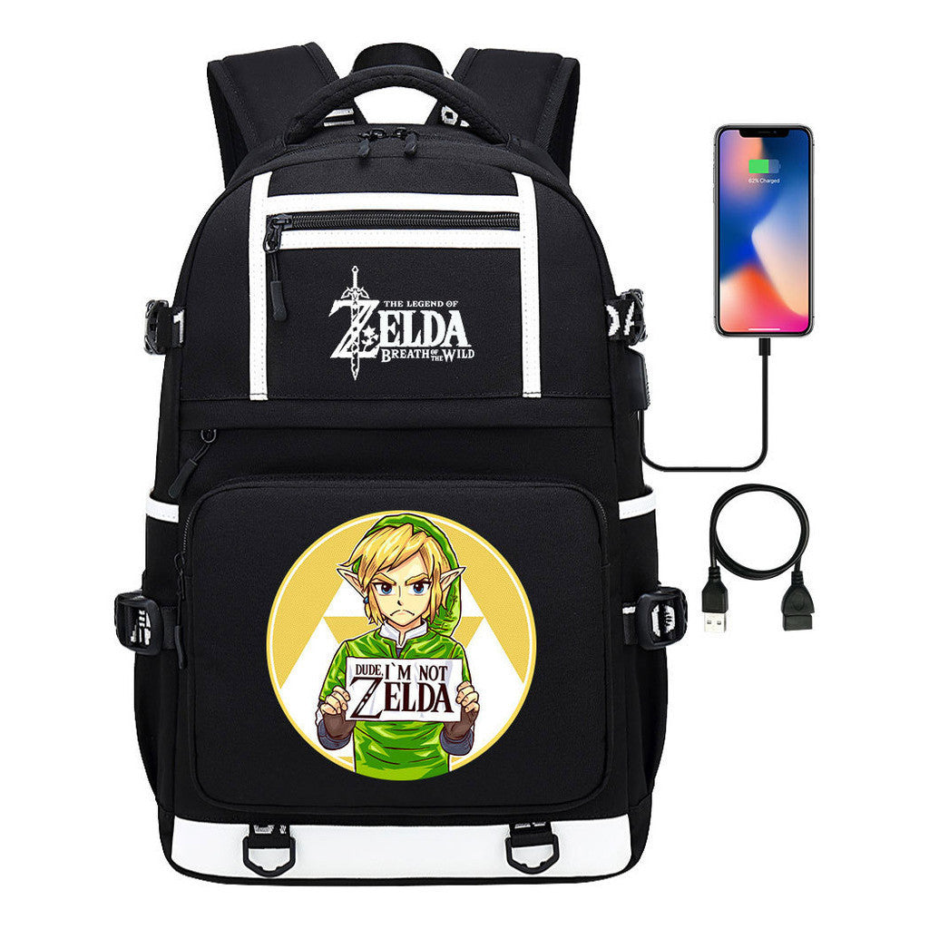 Legend Of Zelda Printed Usb Youth Student Backpack Men's And Women's Backpack Leisure Travel Bag