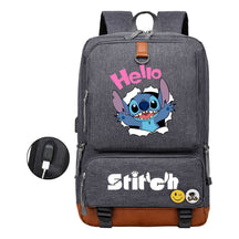 Anime Star Baby Stitch Printed Usb Youth Student Backpack For Men And Women's Leisure Travel Backpack
