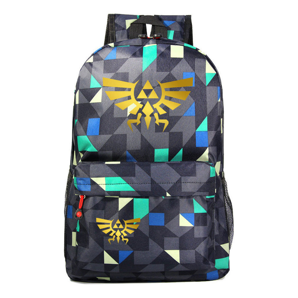 Golden Printed Youth Student Backpack Men And Women's Leisure Backpack