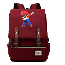 Game Super Mario Youth Student Backpack Usb Casual Backpack
