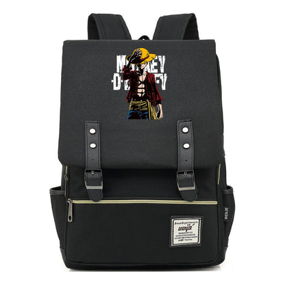 Anime Pirate King Luffy Printed Student Backpack For Men And Women With Casual Belt Buckle Classic Backpack