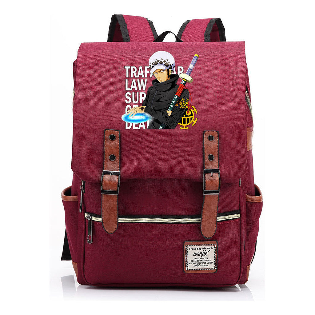 Anime Pirate King Luffy Printed Student School Bag Casual Belt Buckle Classic Backpack