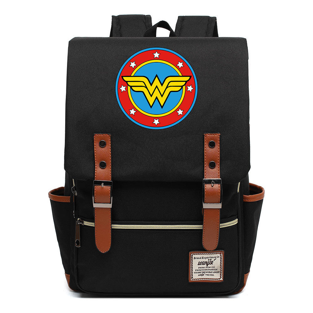 Anime Wonder Woman Printed Youth Student School Bag Men's And Women's Leisure Belt Buckle Backpack