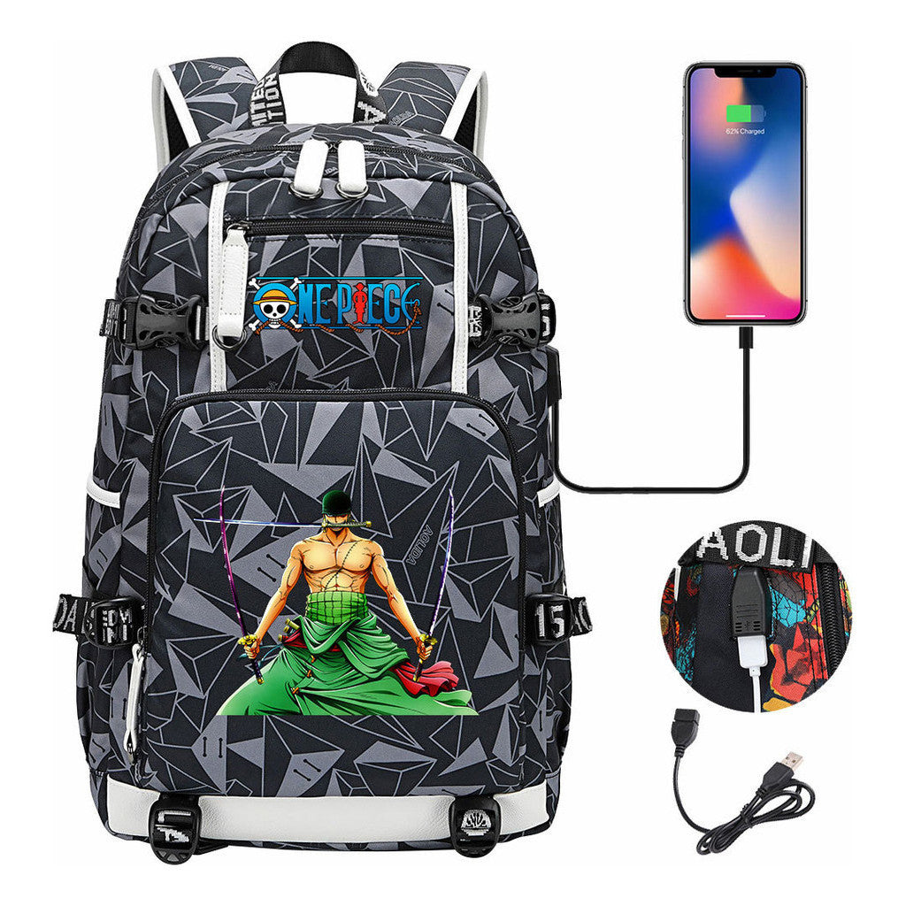Pirate King Lufei Printed Youth Student Backpack With Large Capacity Leisure Travel Backpack