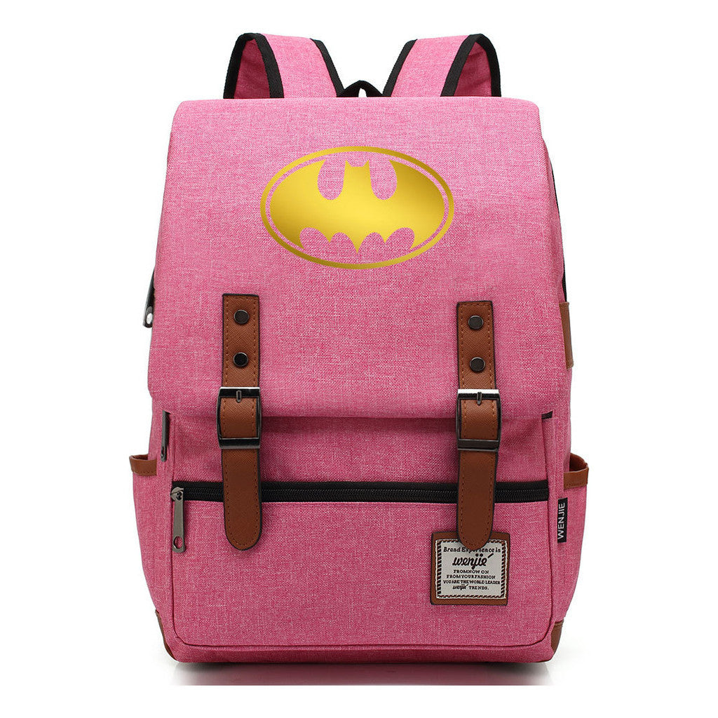 Golden Hero Batman Printed Youth Student School Bag Casual Belt Buckle Classic Backpack