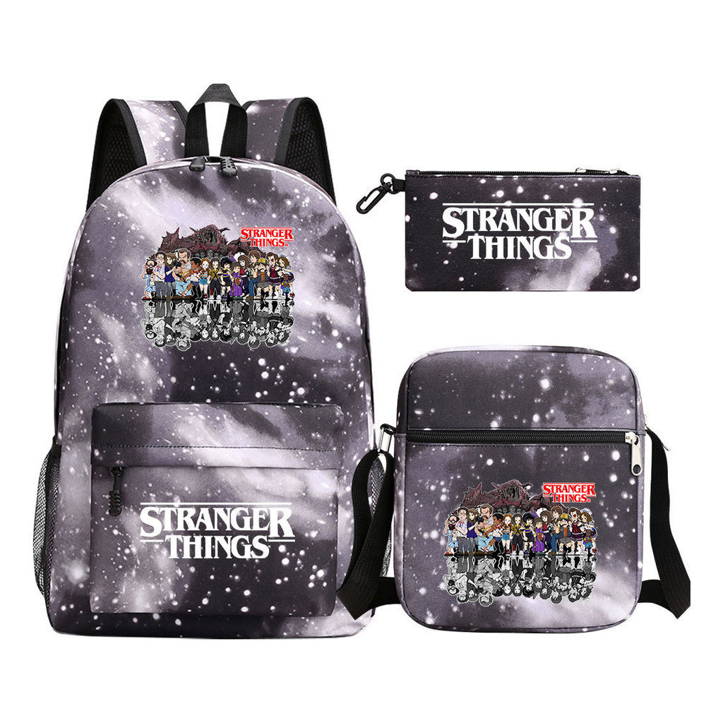 Strange Story Starry Sky Printed Youth Student Backpack 3-piece Set For Men And Women, Backpack Set