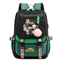 My Heroes Academy Usb Student Backpack For Boys And Girls, Casual Weaving Ribbon Flip Back Backpack