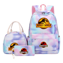 Jurassic Park Dinosaur Youth Student Girls School Bag Lunch Bag Three Piece Set Backpack Set