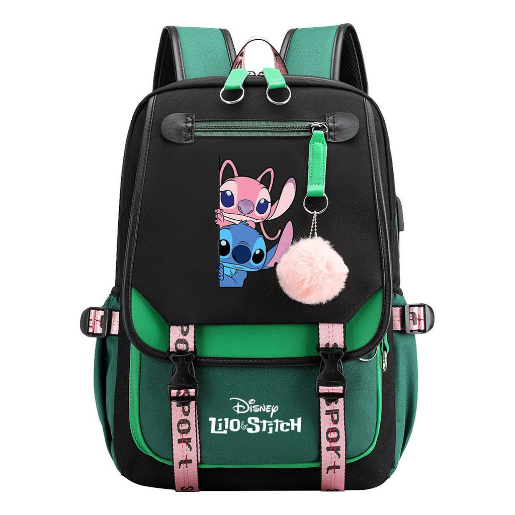 Interstellar Baby Stitch Usb Backpack With Casual Woven Strap Flip Back Backpack