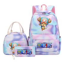 Cartoon Manga Pirate Wang Qing Student Girls School Bag Lunch Bag Three Piece Set Backpack Set