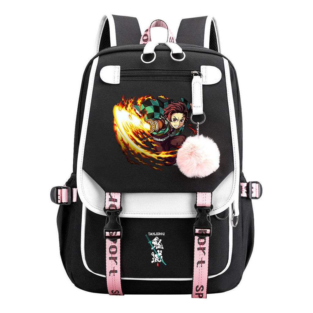 Cartoon Fashion Usb Youth Student School Bag Casual Ribbon Flip Backpack