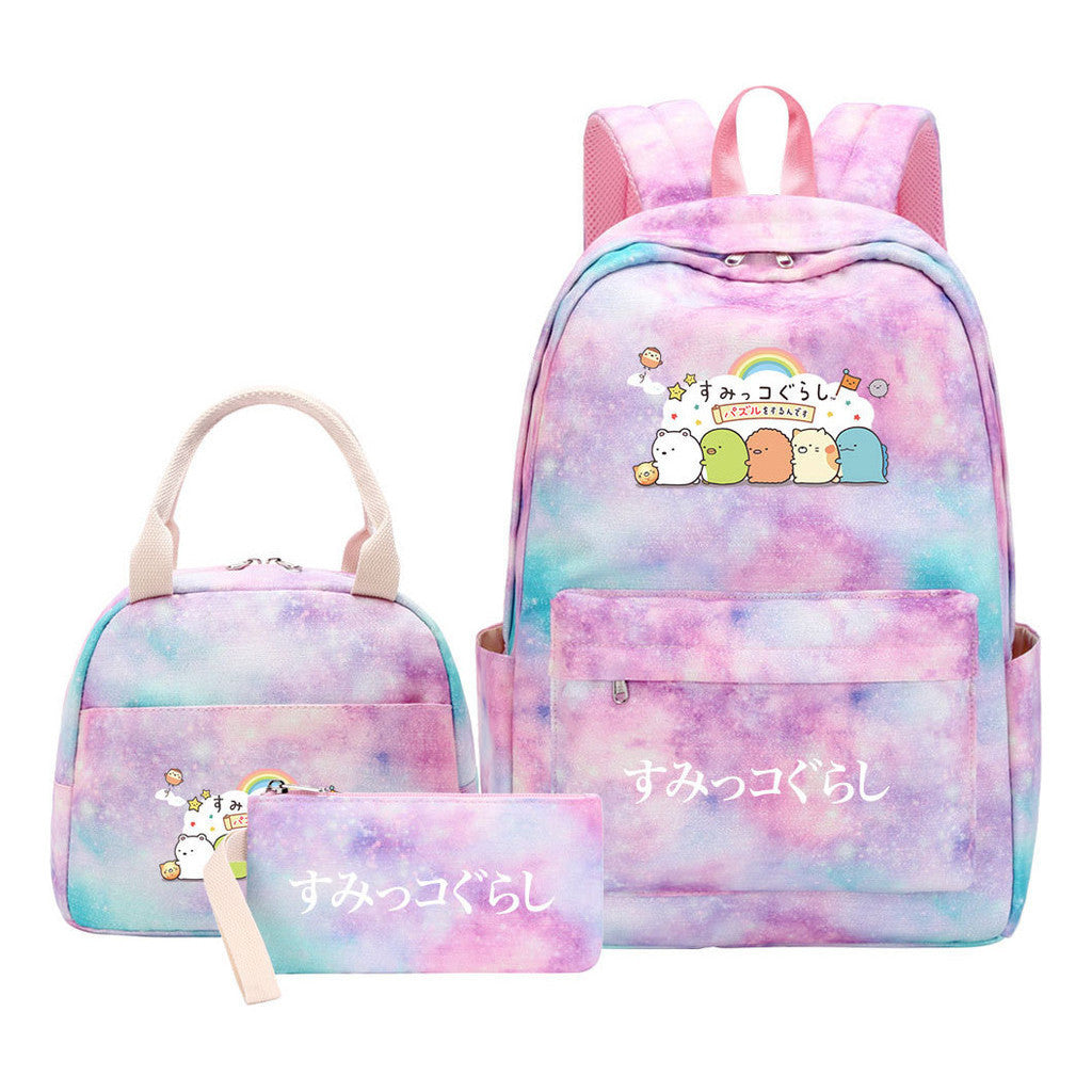 Game Corner Biology Youth Student Girls School Bag Lunch Bag Three Piece Set Backpack Set