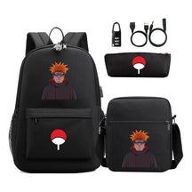 Naruto Usb Password Lock Youth Student Backpack Three Piece Set Backpack Set