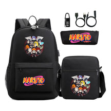 Naruto Usb Password Lock Youth Student Backpack Three Piece Set For Men And Women Backpacks