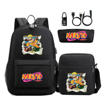 Naruto Usb Password Lock Youth Student Backpack Three Piece Set Backpack Set