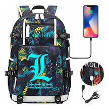 Blue Night Light Death Note Usb Youth Student School Bag Men's And Women's Leisure Travel Backpack