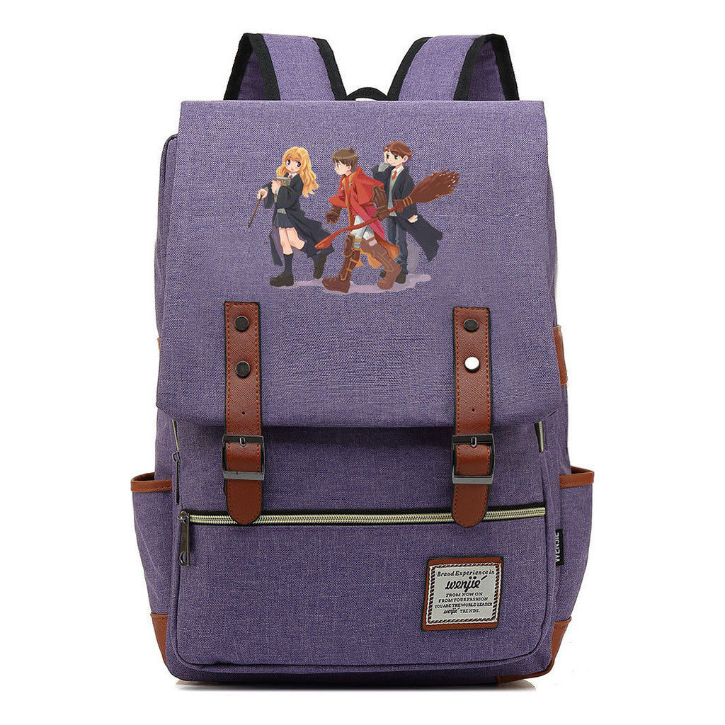 School Of Witchcraft And Wizardry Printed Youth Student School Bag Casual Belt Buckle Classic Backpack