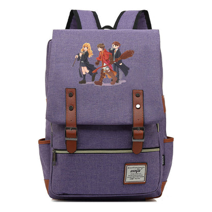 School Of Witchcraft And Wizardry Printed Youth Student School Bag Casual Belt Buckle Classic Backpack