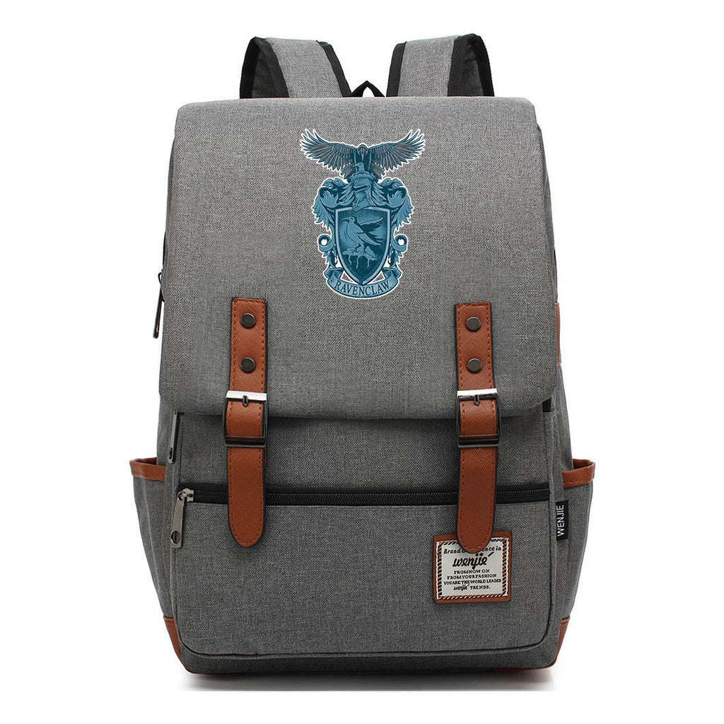School Of Witchcraft And Wizardry Printed Student Backpack For Men And Women, Casual Belt Buckle, Classic Backpack