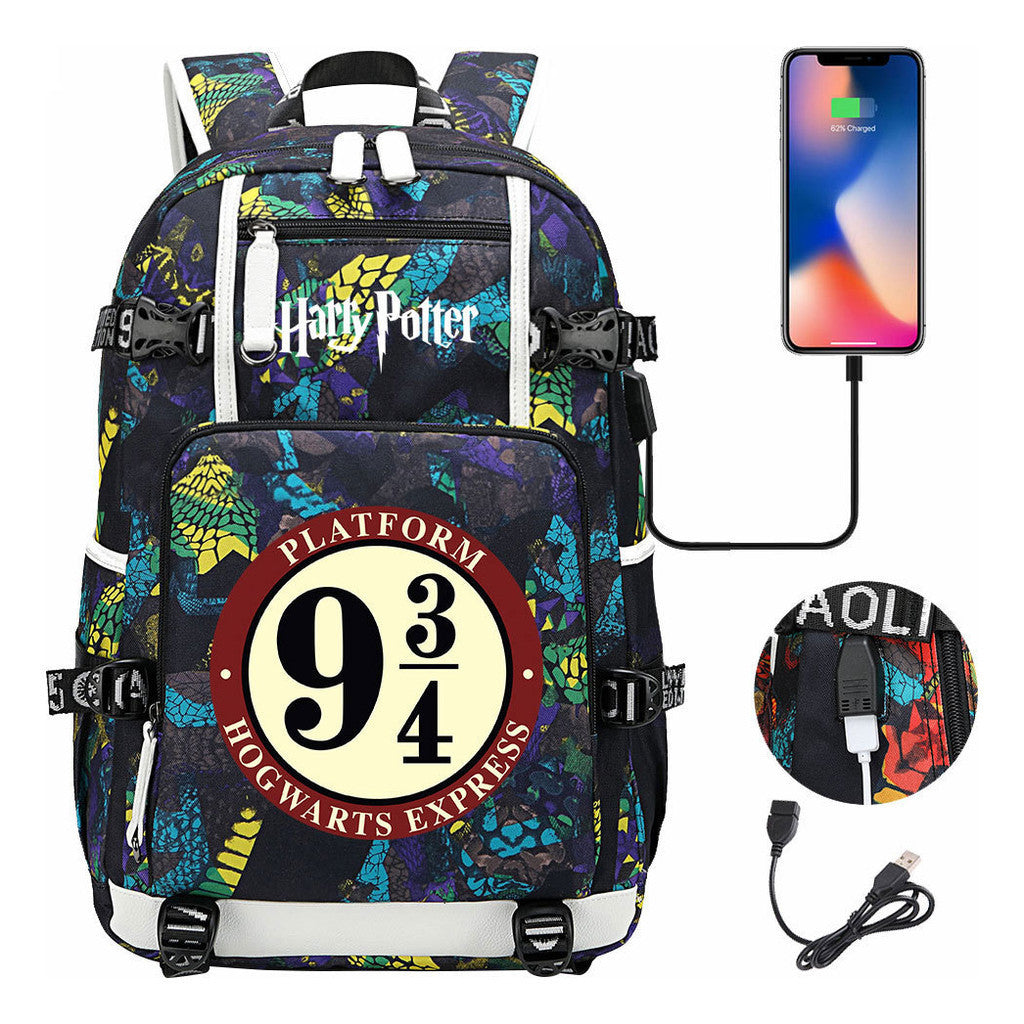 School Of Witchcraft And Wizardry Usb Earphones, Youth Student Backpacks, Leisure Travel Backpacks