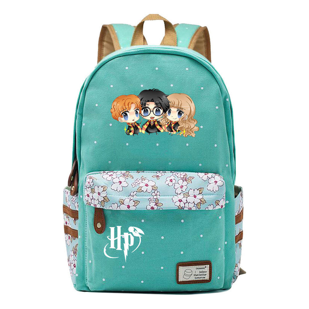 School Of Witchcraft And Wizardry Student Backpack, Floral Canvas, Female Backpack