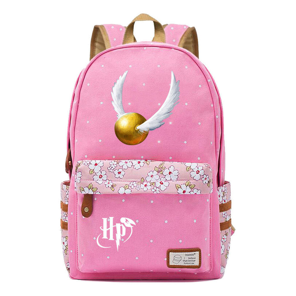 School Of Witchcraft And Wizardry Student Backpack, Floral Canvas, Female Backpack