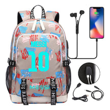 Blue Luminous Sports Football Star Teenagers Schoolbag Usb Leisure Backpack Men And Women