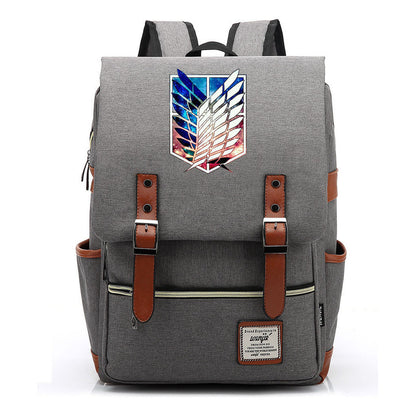 The Giant Of Manga Attack Printed Teenage Student Backpack For Men And Women With Casual Belt Buckle Classic Backpack  38*27*12.5cm