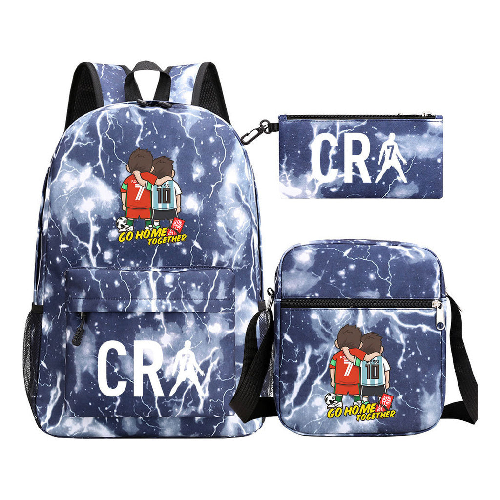 Football Star Cristiano Ronaldo Printed Youth Student Backpack 3pcs/Set Backpacks