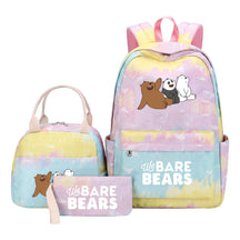 Cartoon Cute Three Bears Youth Student Girls School Bag Lunch Bag Three Piece Set Backpack Set