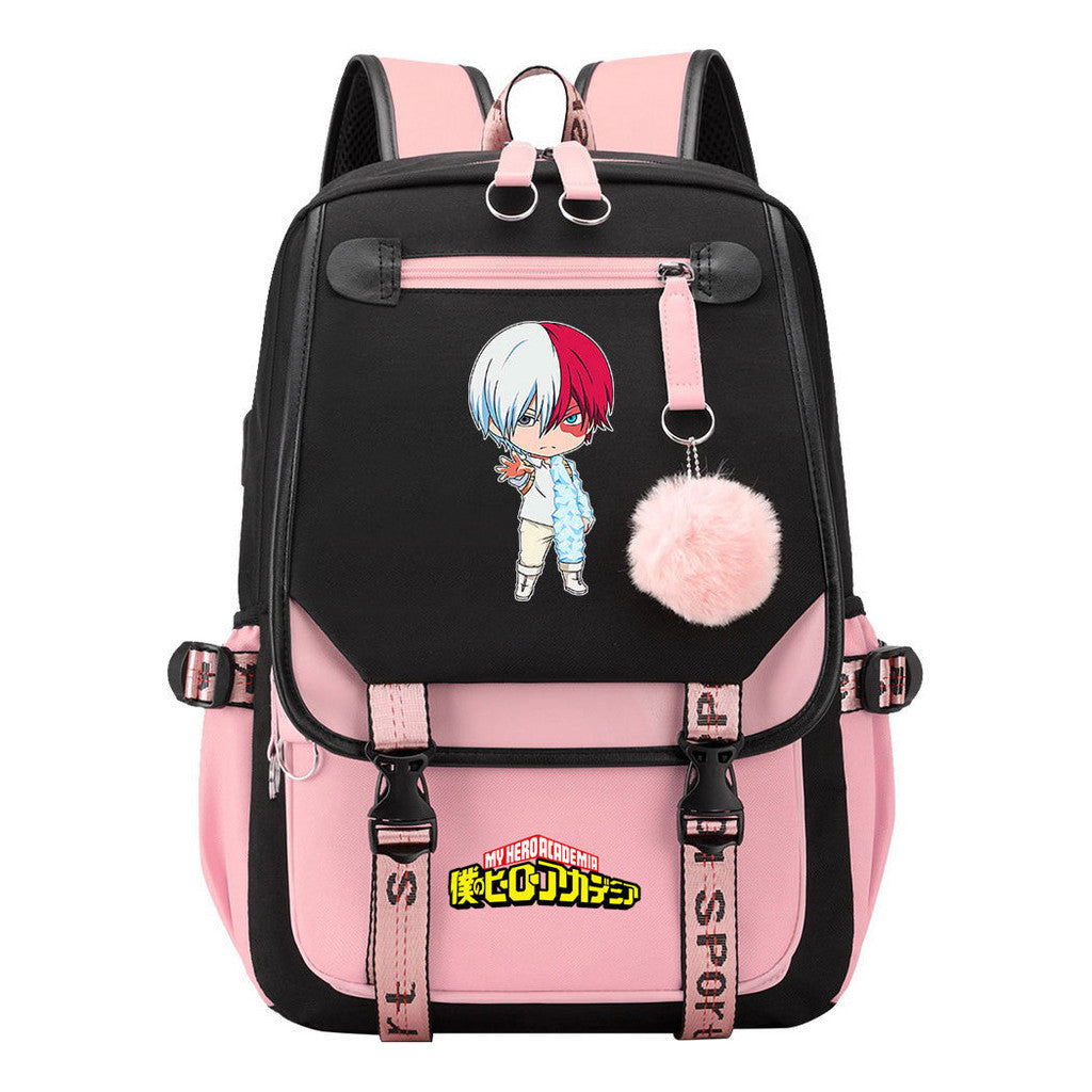 Comics My Heroes Academy Usb Youth Student Backpack Men's And Women's Leisure Ribbon Flip Backpack