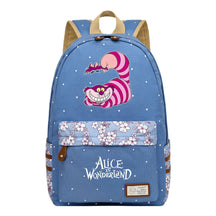 Anime Cartoon Cheshire Cat Print Student Backpack, Floral Casual Backpack