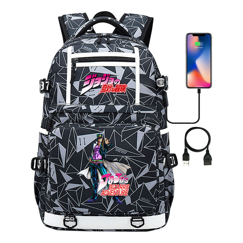 Comic Joe's Wonderful Adventure Print Usb Youth Student Backpack For Men And Women's Leisure Travel Backpack