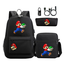 Super Mario Usb Password Lock Youth Student Backpack 3-piece Set For Men And Women Backpacks