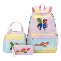 Super Mario Student Girls School Bag Lunch Bag Three Piece Backpack Set