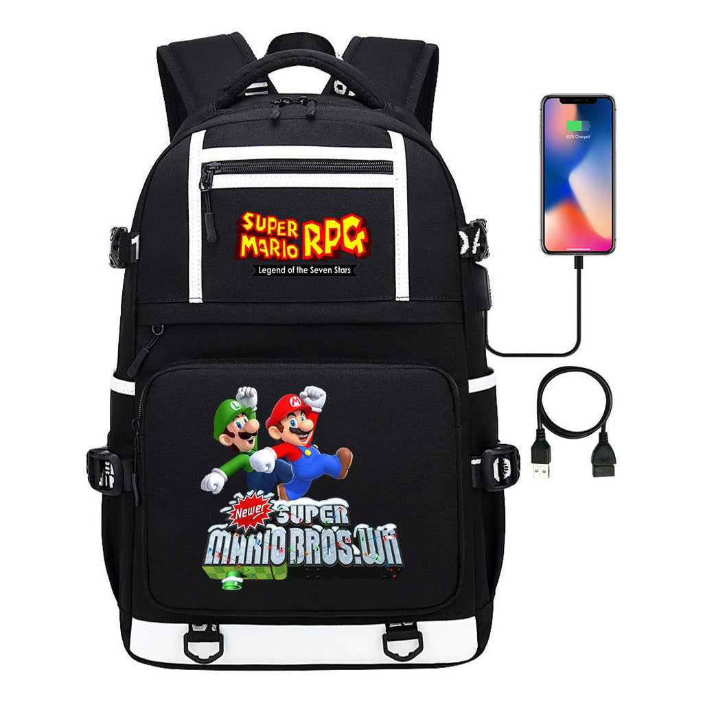 Super Mario Printed Backpack For Men And Women, Casual Travel Backpack