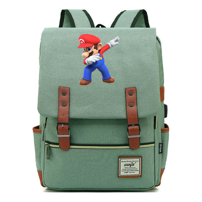 Game Super Mario Youth Student Backpack Usb Casual Backpack